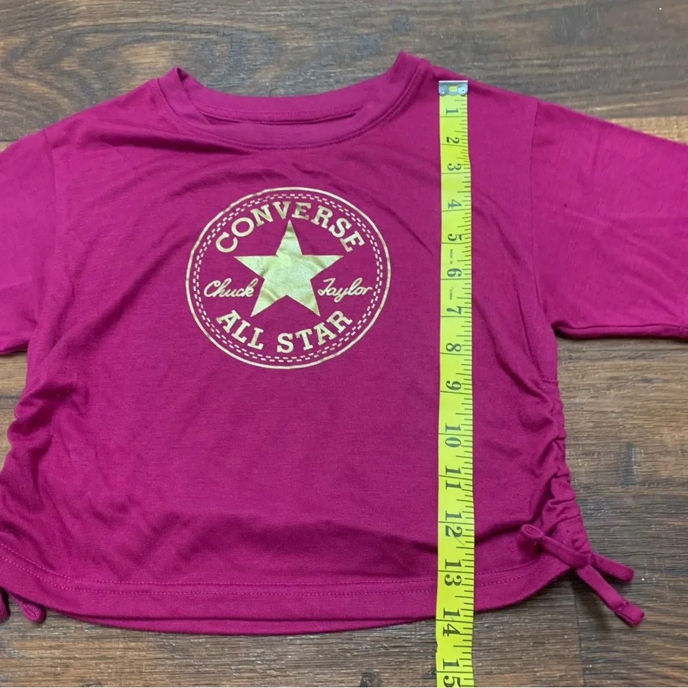 Girls Size 6X Pink Converse All Star Crop Top T-Shirt Short Sleeve Logo Tee